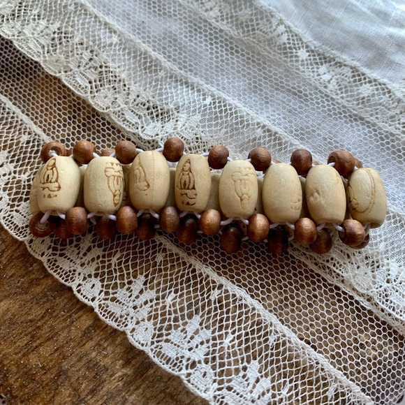 Buddha Wooden Beaded Stretch Bracelet Unisex Jewelry Yoga Hippie Bohemian Boho - Picture 2 of 6